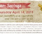 Cellfire Grand Slam Savings Event Today: Login to Claim Your $0.50 or $3 eCoupon! (Ends at 3 pm EST!)
